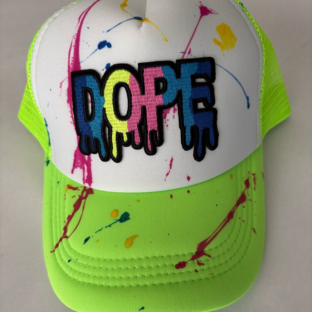 Neon Green Splatter Cap